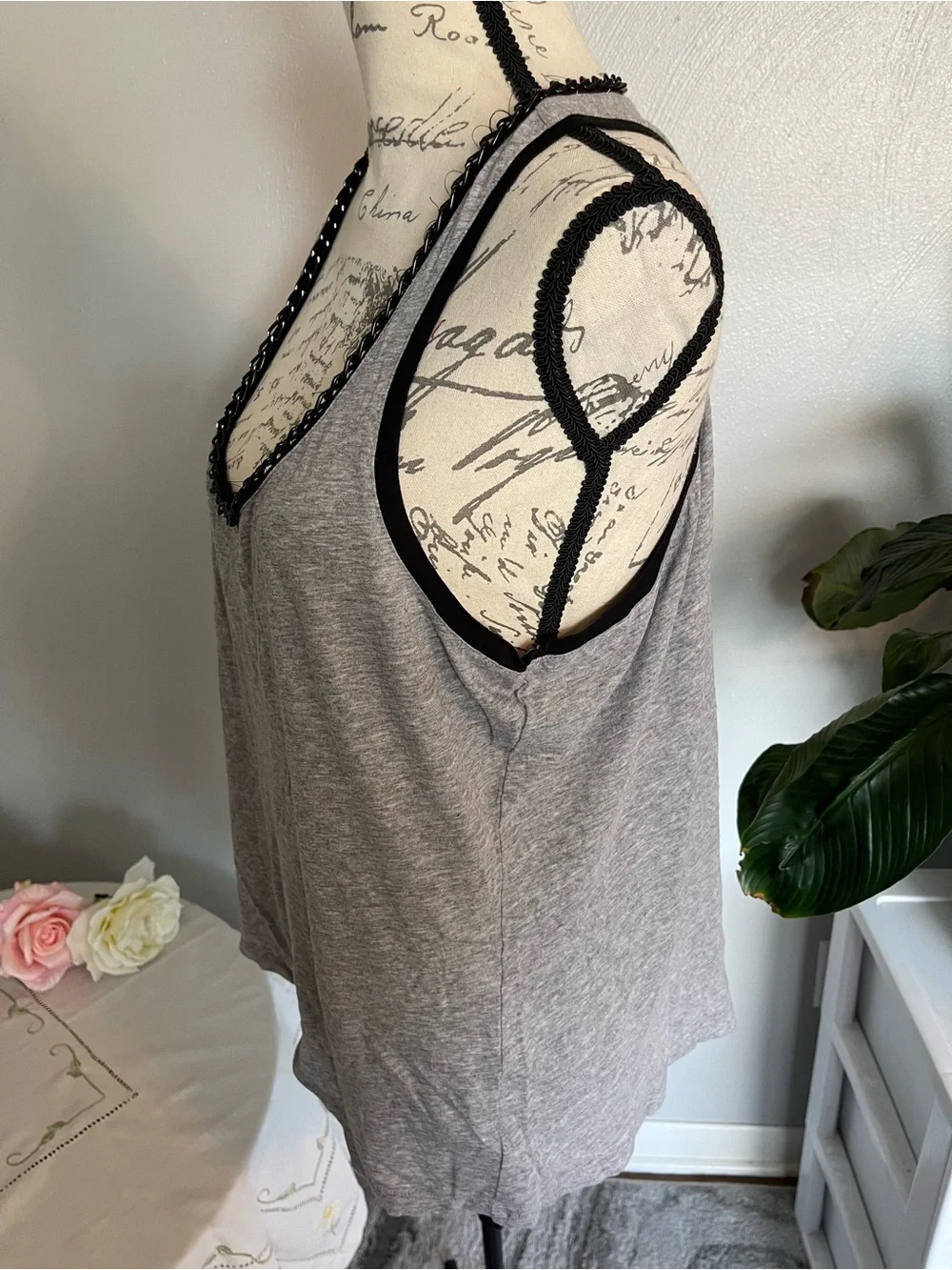 Michael Michael Kors Gray Chain Trim Tank Top Sleeveless Women’s